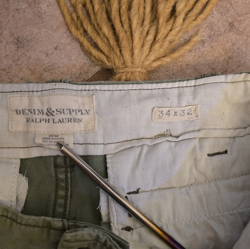 🔥🔥y2k Ralph Lauren Demin And Supply Men's Cargo Pants Olive Green🔥🔥34w 32L - Picture 6 of 8